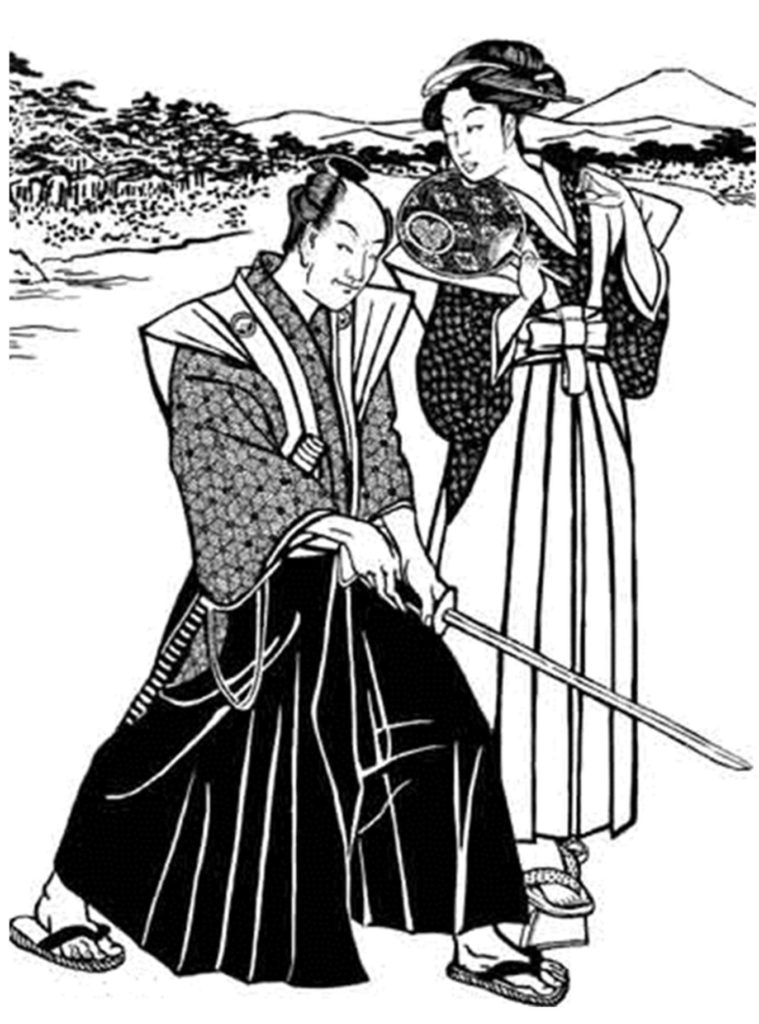 Le Hakama est le large pantalon que portait ordinairement le samurai.
